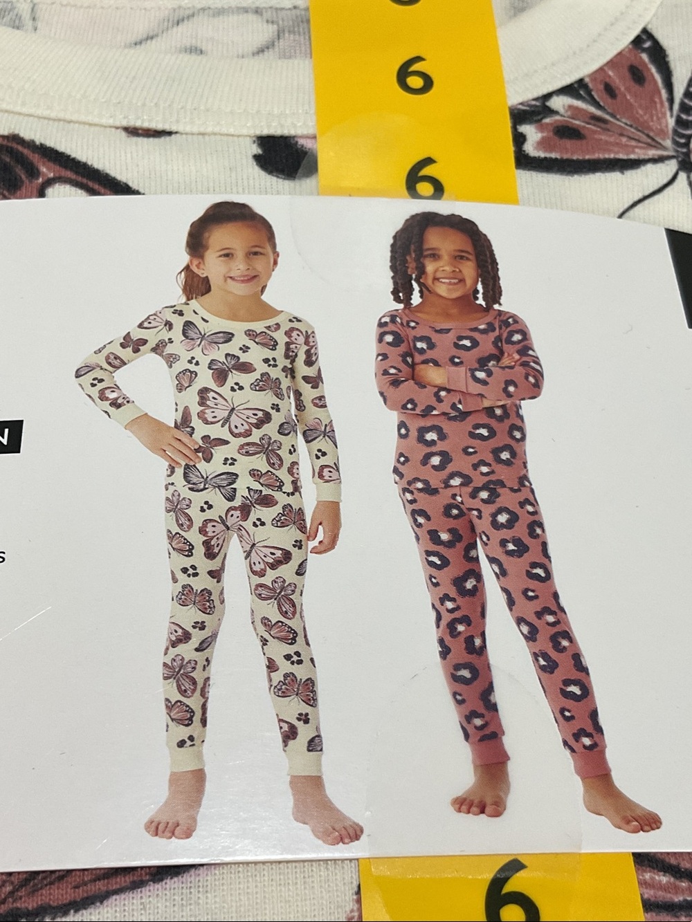 Member's Mark Girls Organic Cotton White and Pink Butterfly Pajama Set - Size 6 - Picture 4 of 4